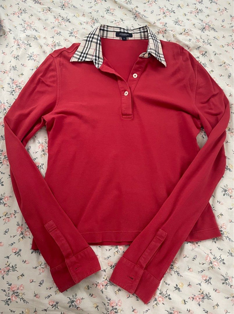 Burberry red long sleeve outlet