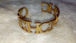 Carolina Herrera CH Gold Tone Wide Open Cuff Bracelet