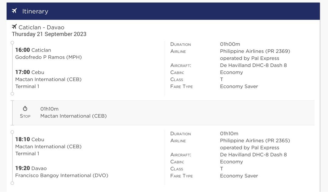 Caticlan to Davao Flight, Sept. 21, Tickets & Vouchers, Flights ...