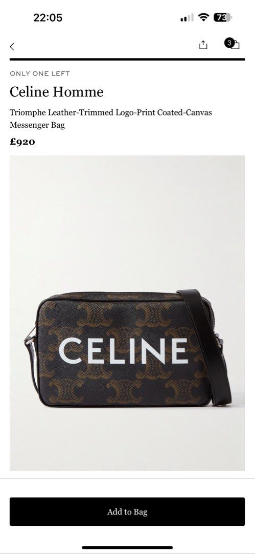 CELINE HOMME Small Triomphe Leather-trimmed Logo-print Coated