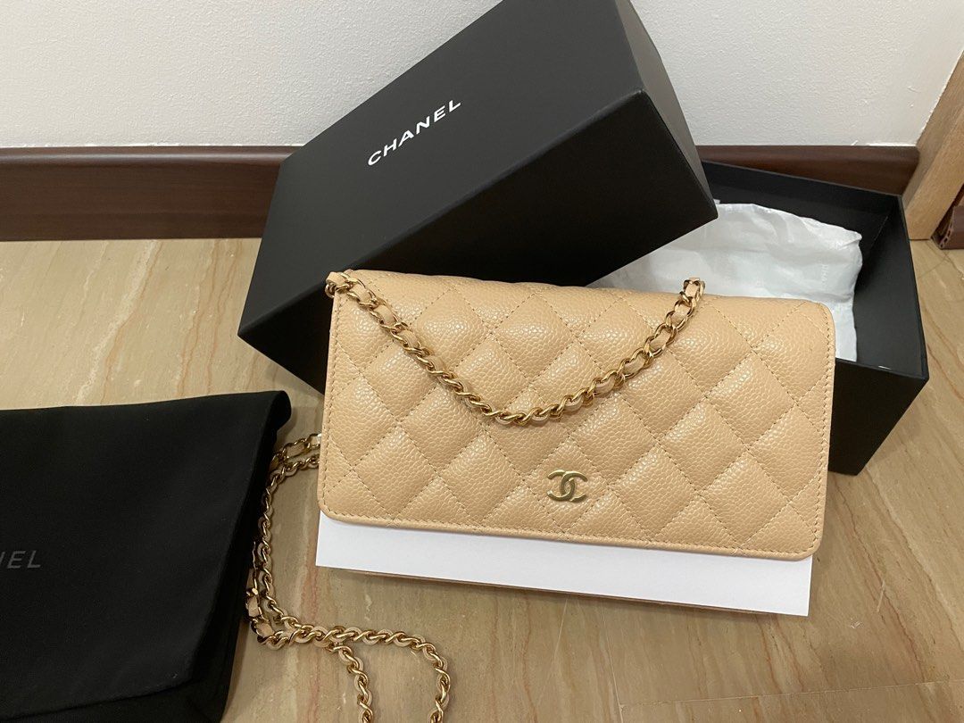 CHANEL - Wallet on Chain - $5000 Rare Beige Colour with Silver