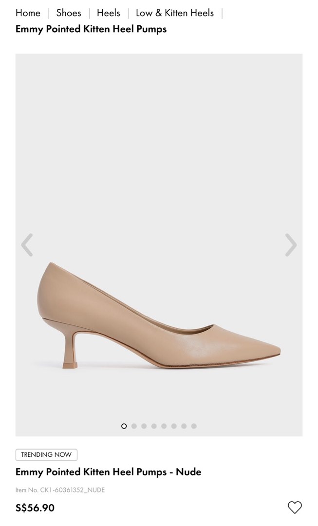 Charles & Keith kitty heels nude office shoes size 36, Women's Fashion,  Footwear, Heels on Carousell