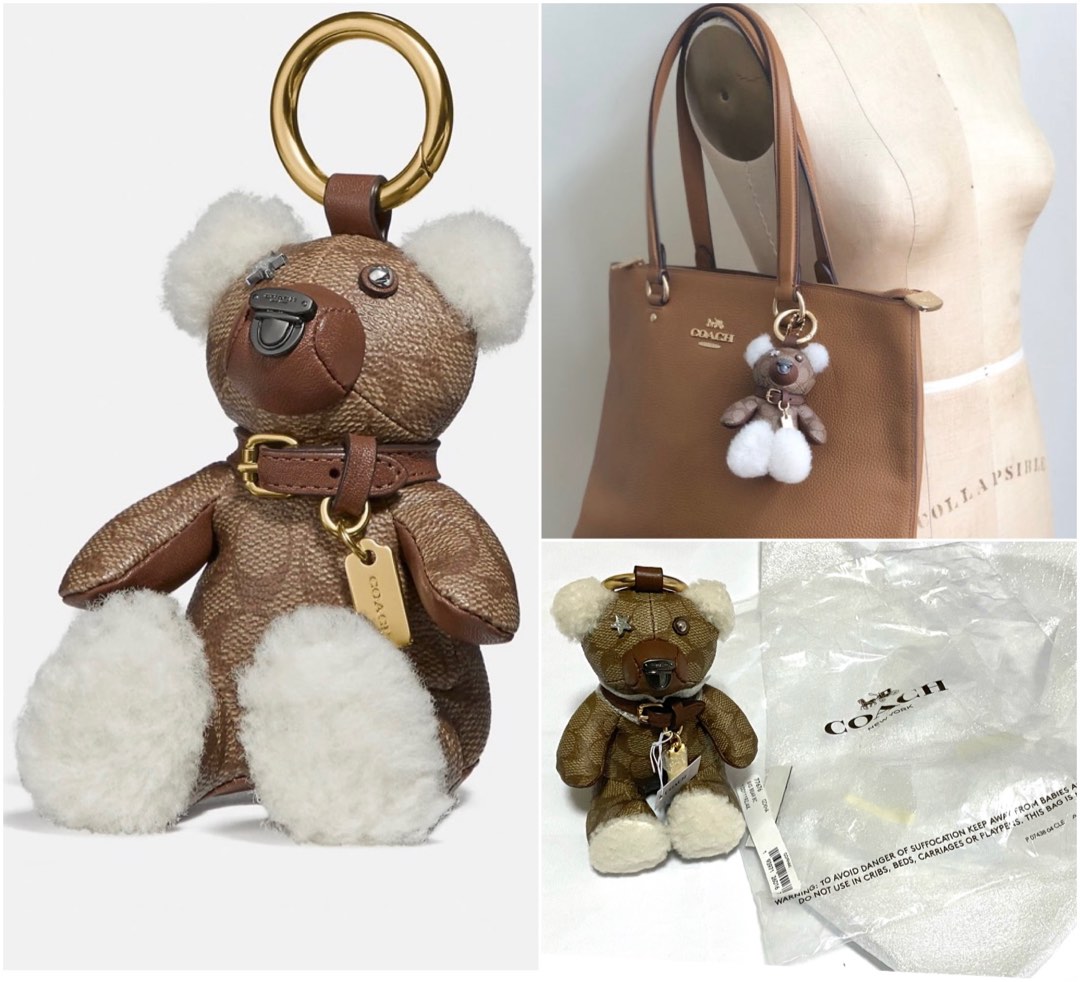 Coach Bear Keychain Signature Canvas Leather Limited Edition Collectible :  : Fashion