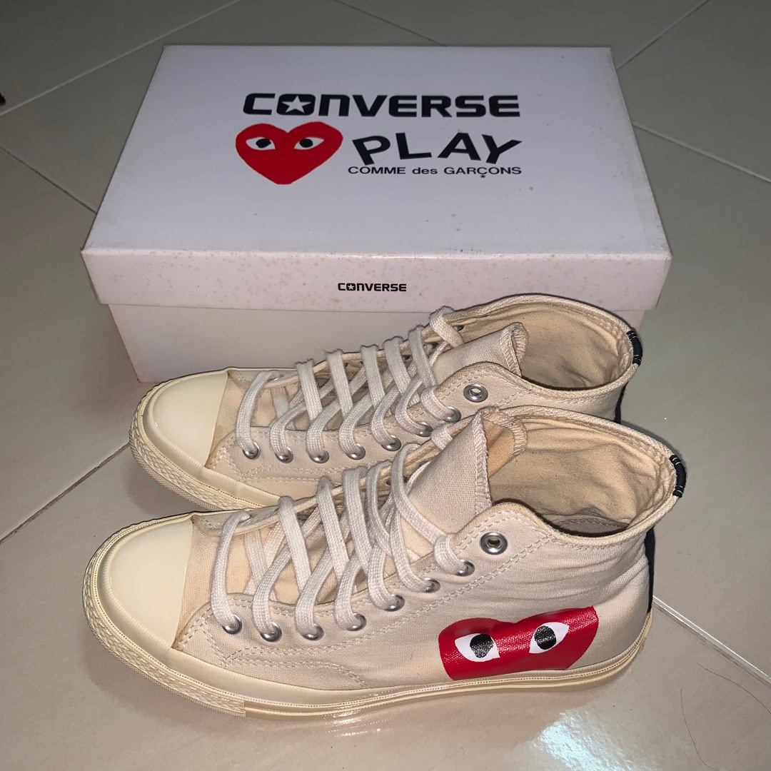 Converse CDG White High-Cut, Men's Fashion, Footwear, Sneakers on Carousell