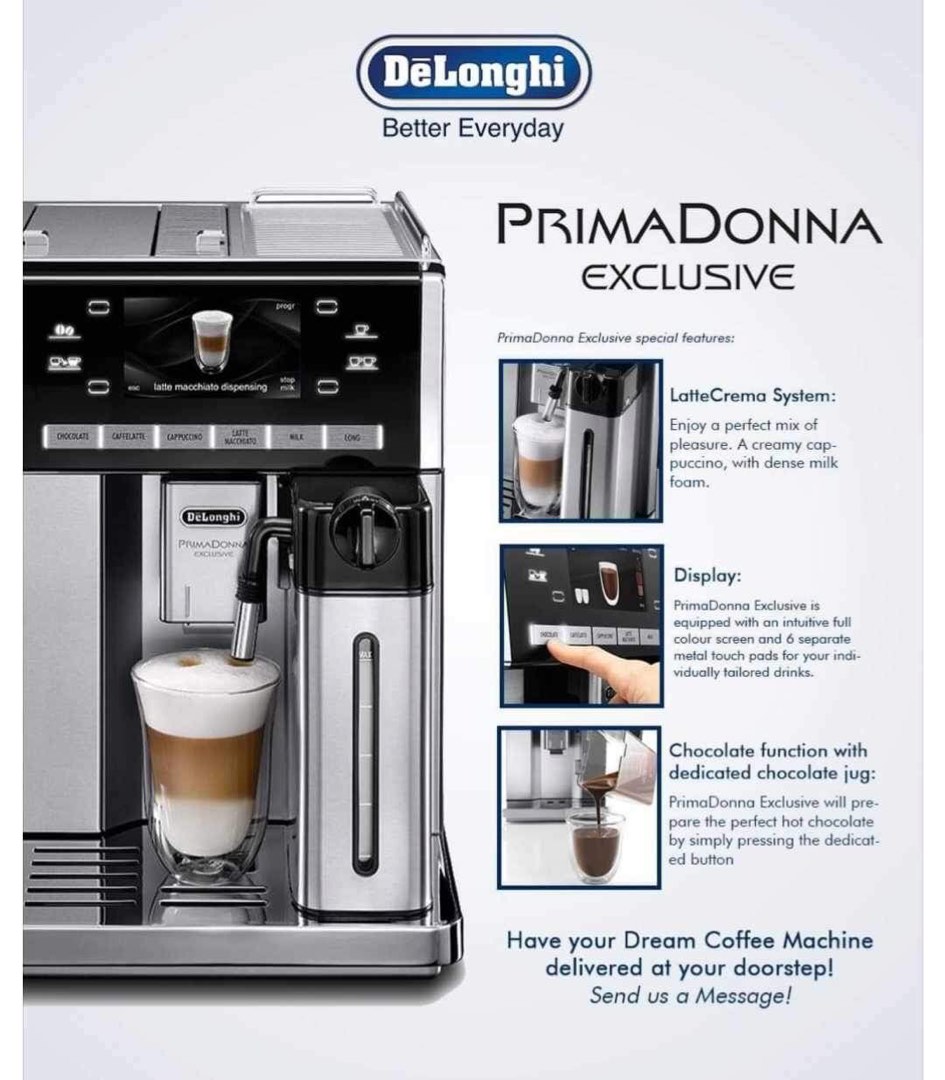 Delonghi PrimaDonna Exclusive, TV & Home Appliances, Kitchen Appliances ...