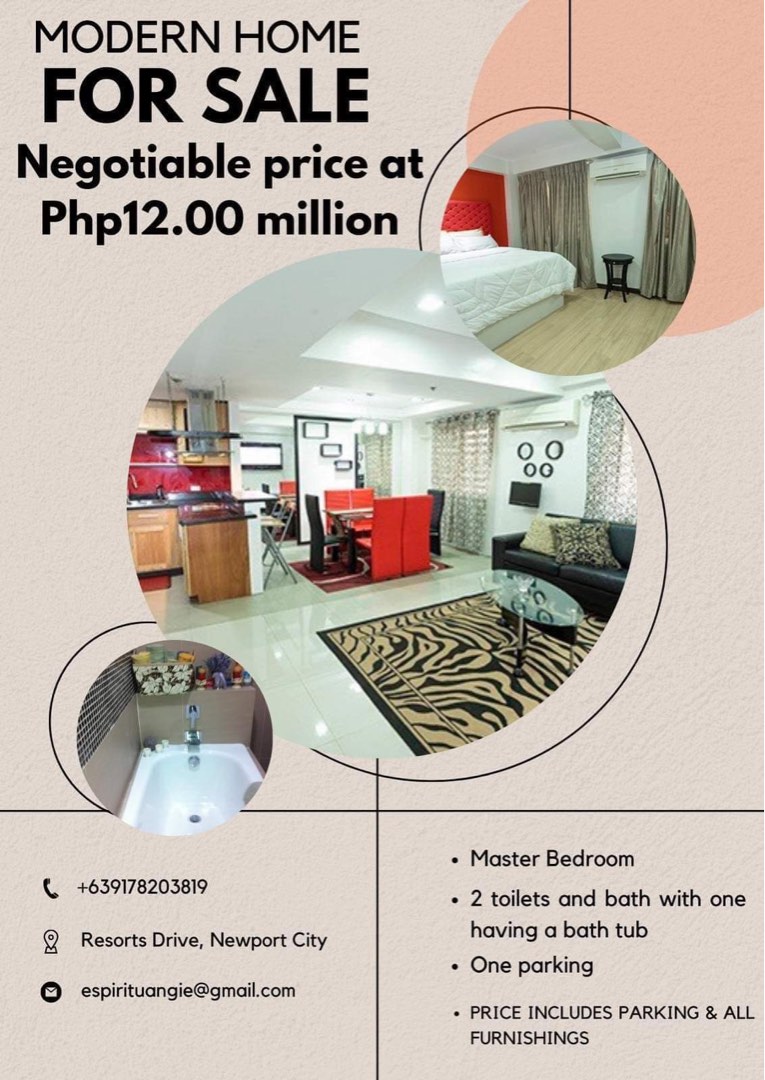 For sale at Newport City sleek fully furnished spacious one bedroom