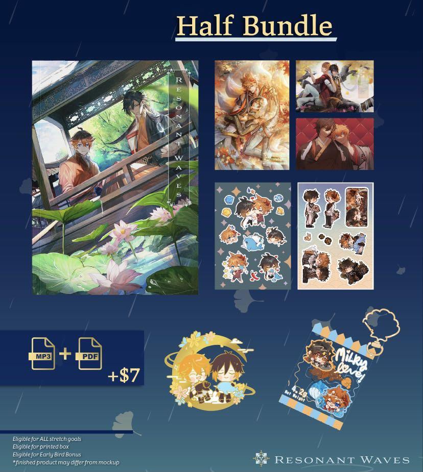 genshin impact resonant waves zine zhongli childe, Hobbies & Toys