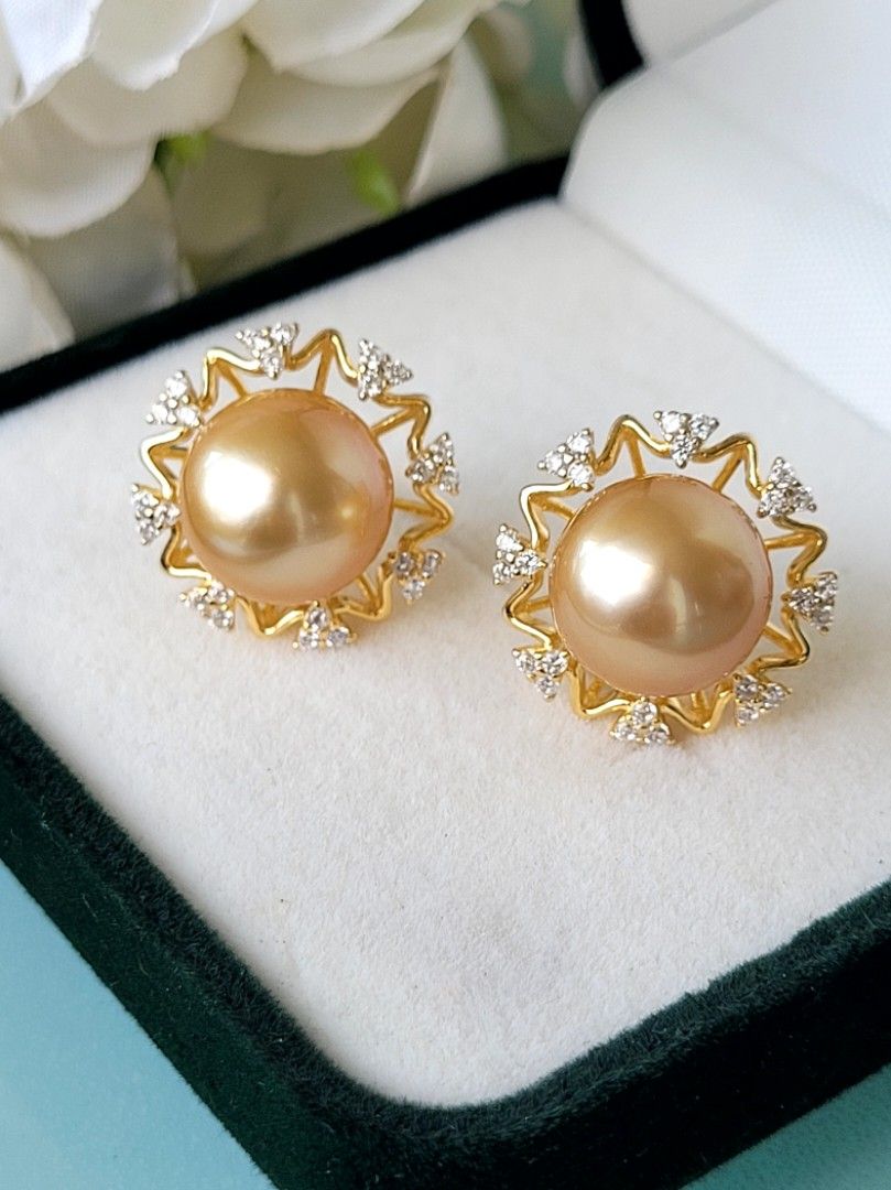 Gold moti earrings Clearance