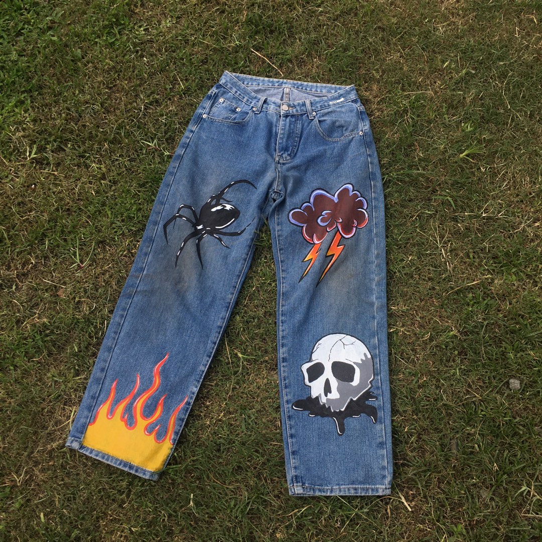 hand painted customize jeans random design Men s Fashion