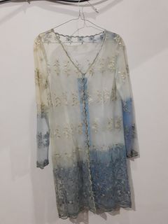 Handmade kebaya putih biru