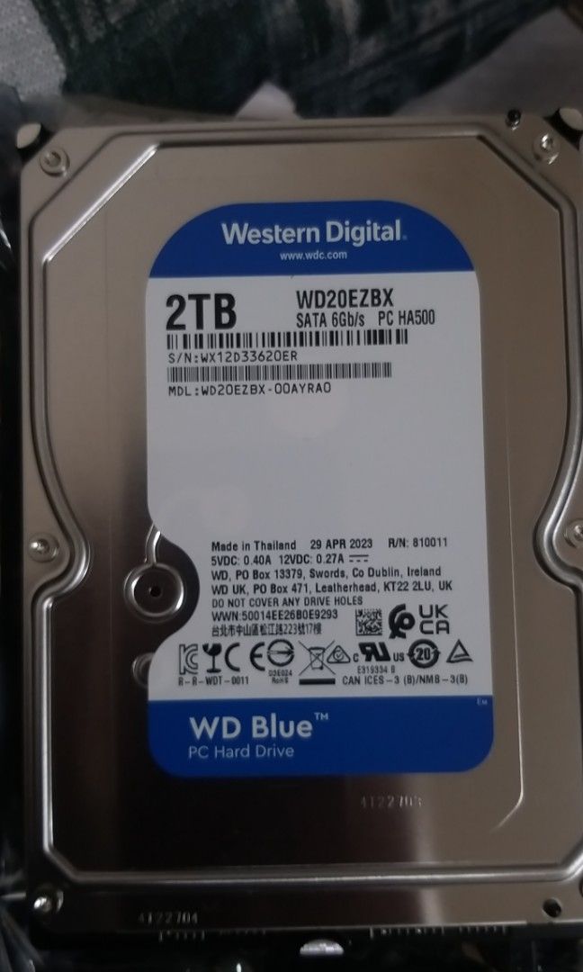 Hard Disk (Western Digital WD BLUE WD20EZBX 2TB SATA), 電腦＆科技