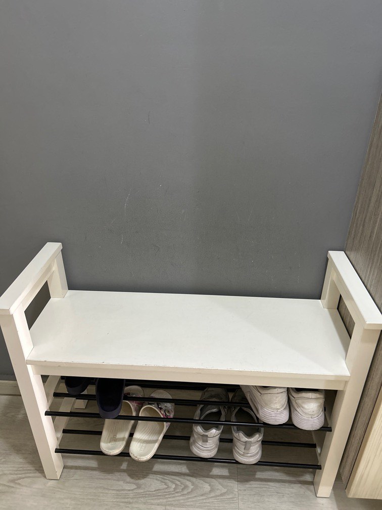 Amazon.com: Modern Shoe Storage Bench,Wooden Entryway Bench with Leather  Cushion,Upholstered Shoe Bench Shoe Cabinet Hallway Shoe Organizer  Furniture-White-White seat 100x30x45cm(39x12x18inch) : Home & Kitchen