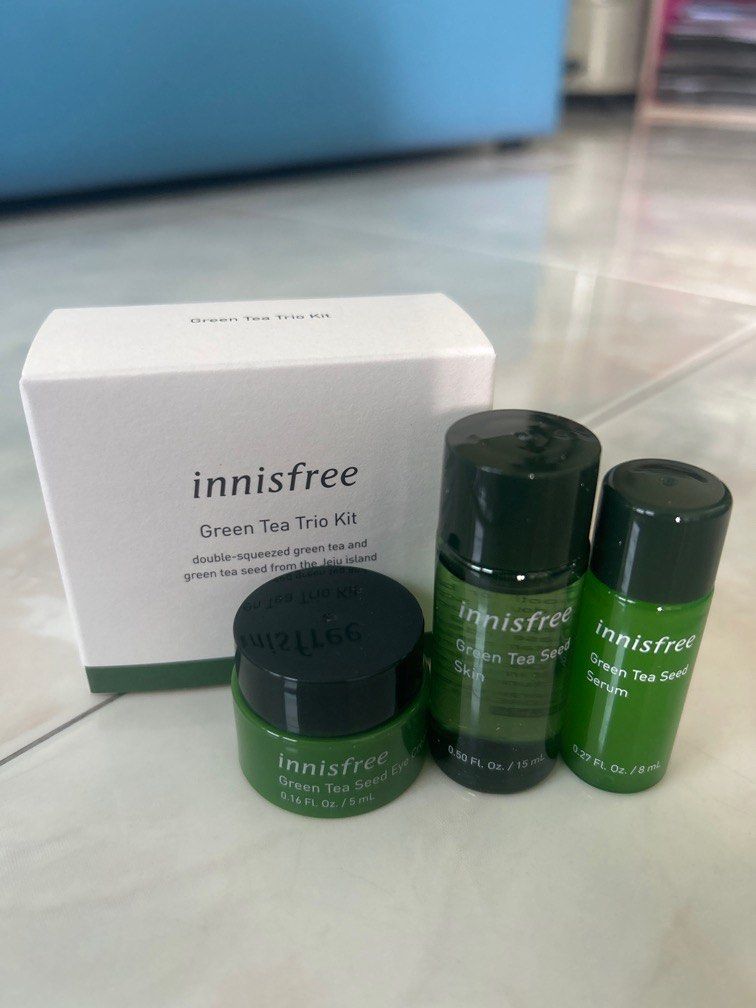 innisfree green tea seed trio kit sample box, Beauty & Personal Care, Face, Face Care on Carousell