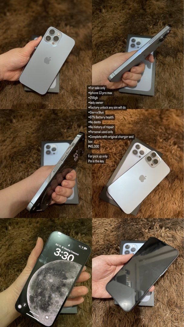 Apple Iphone 13 Pro max 256GB Sierra Blue Sim Free, Package In Box, Battery  Capacity: Original