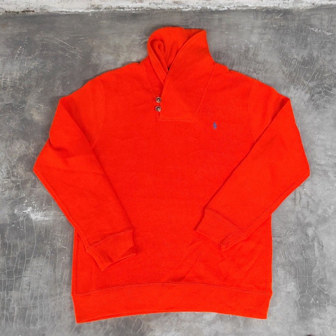 Jaket vintage varsity kemeja hoodie crewneck celana second Polo Ralph  Lauren Small Logo Embroidery Full Orange