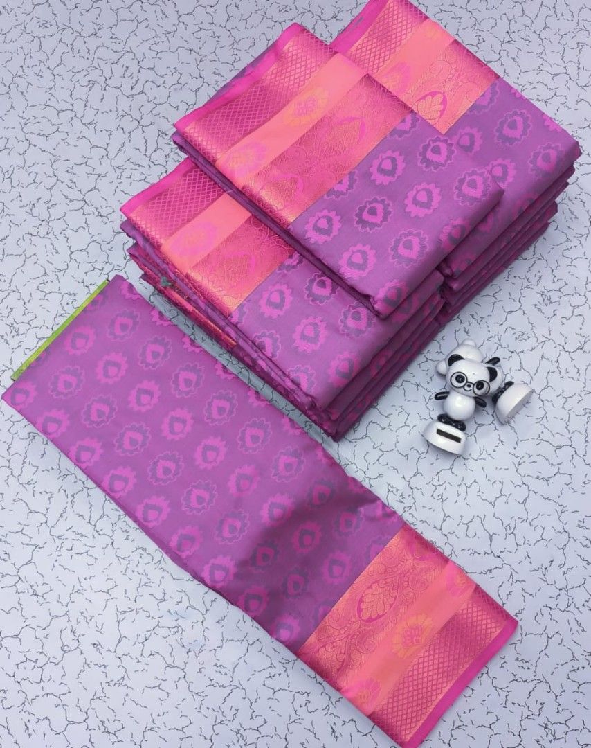 Semi Kanchi Soft Silk Saree - Pastel Peach