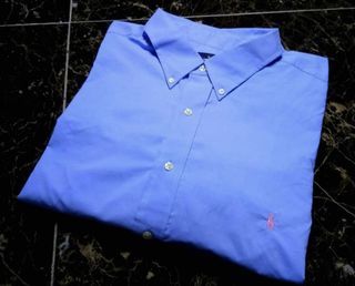 KEMEJA POLO RALPH LAUREN PLAIN BLUE LONG SLEEVE BIG SIZE 4XL PIT 32
