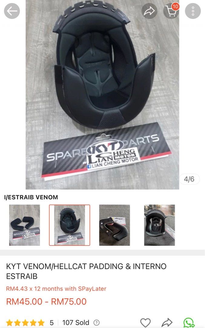 KYT Venom Open Face Helmet Inner Padding, Motorbikes on Carousell