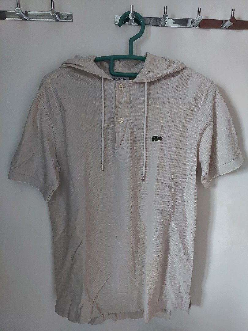 Lacoste T-shirt with hoodie, Men's Fashion, Tops u0026 Sets, Tshirts u0026 Polo  Shirts on Carousell