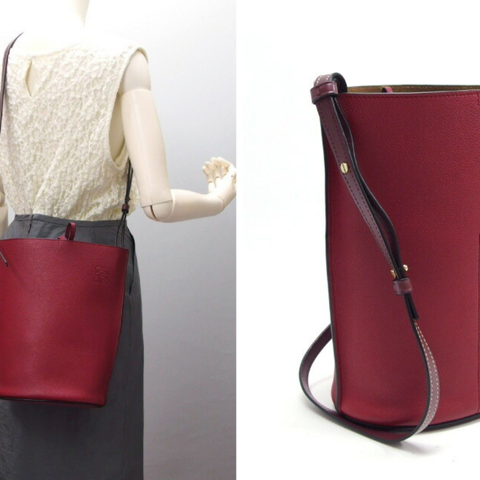 Loewe Gate Bucket Bag in Scarlet calf leather Leather Red Pony