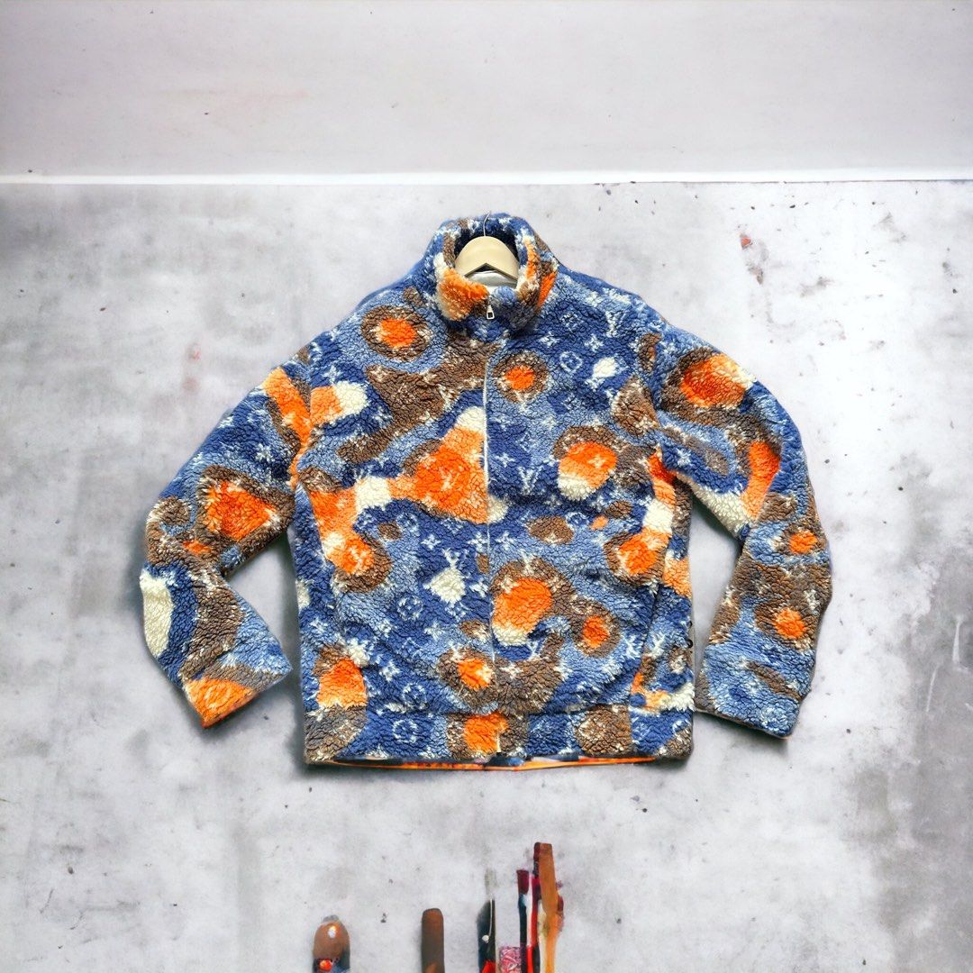 Louis Vuitton fleece Jacquard orange camouflage jacket, Men's