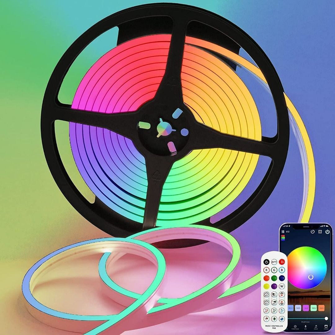 2627) LUCIENSTAR NEON LIGHT STRIP - 5M RGBIC ROPE LIGHTS WITH MUSIC SYNC,  16 MILLION DIY COLORS,CREATIVE DIY DESIGN, WORKS WITH ALEXA AND GOOGLE