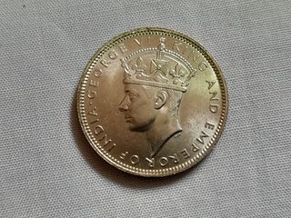 Malaya King George VI 20 Cents Silver Coin 1943