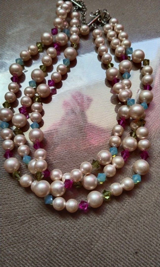 Multi colored deals faux pearl necklace