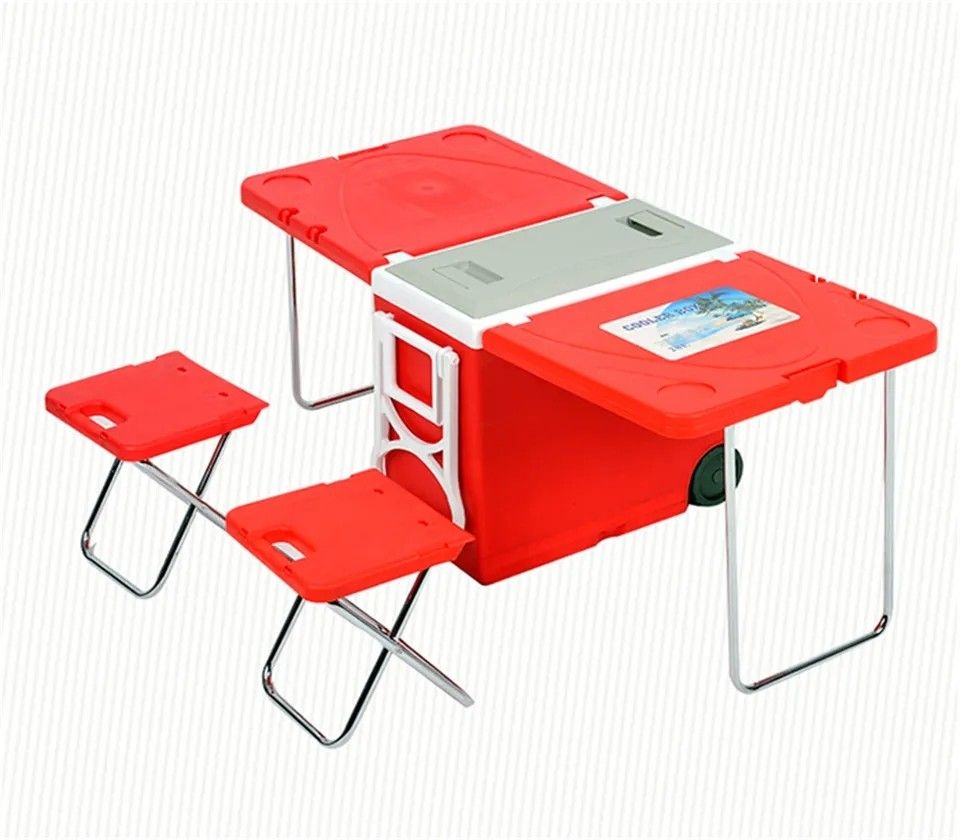Multifunctional 28L Cooler Box with folding table chairs and