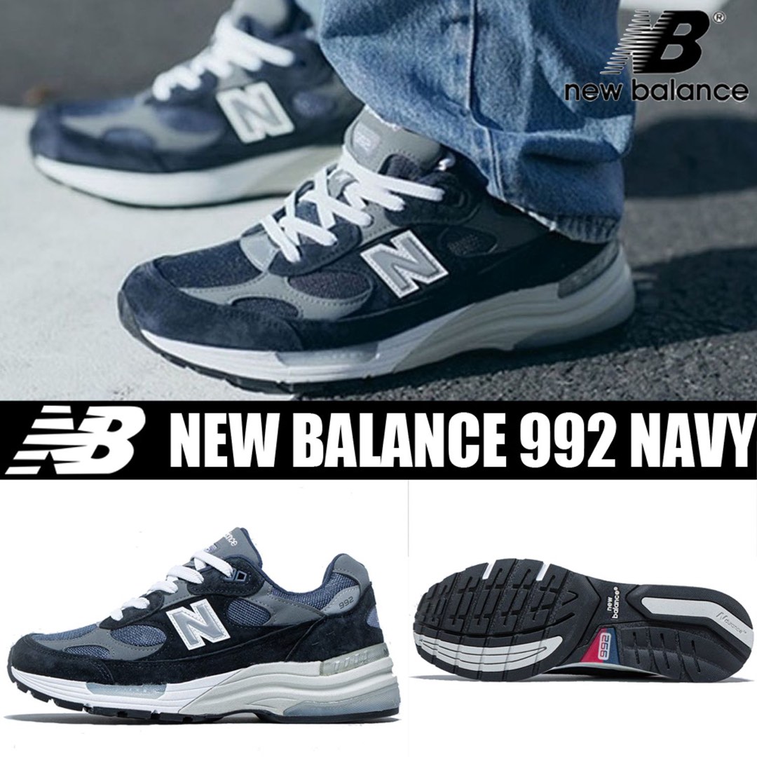 New Balance 992GG Navy Grey US 8.5, 男裝, 鞋, 波鞋- Carousell