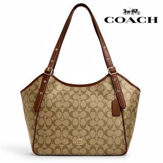 New Coach 🇺🇸 Original CM076 Khaki SIG Meadow Shoulder Bag in Signature Canvas Women Shoulder Bag Handbag with Full Set of Coach Package 