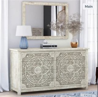 New Indian Handcarved Mango Wood Chest of 8 Drawers Sideboard: Online