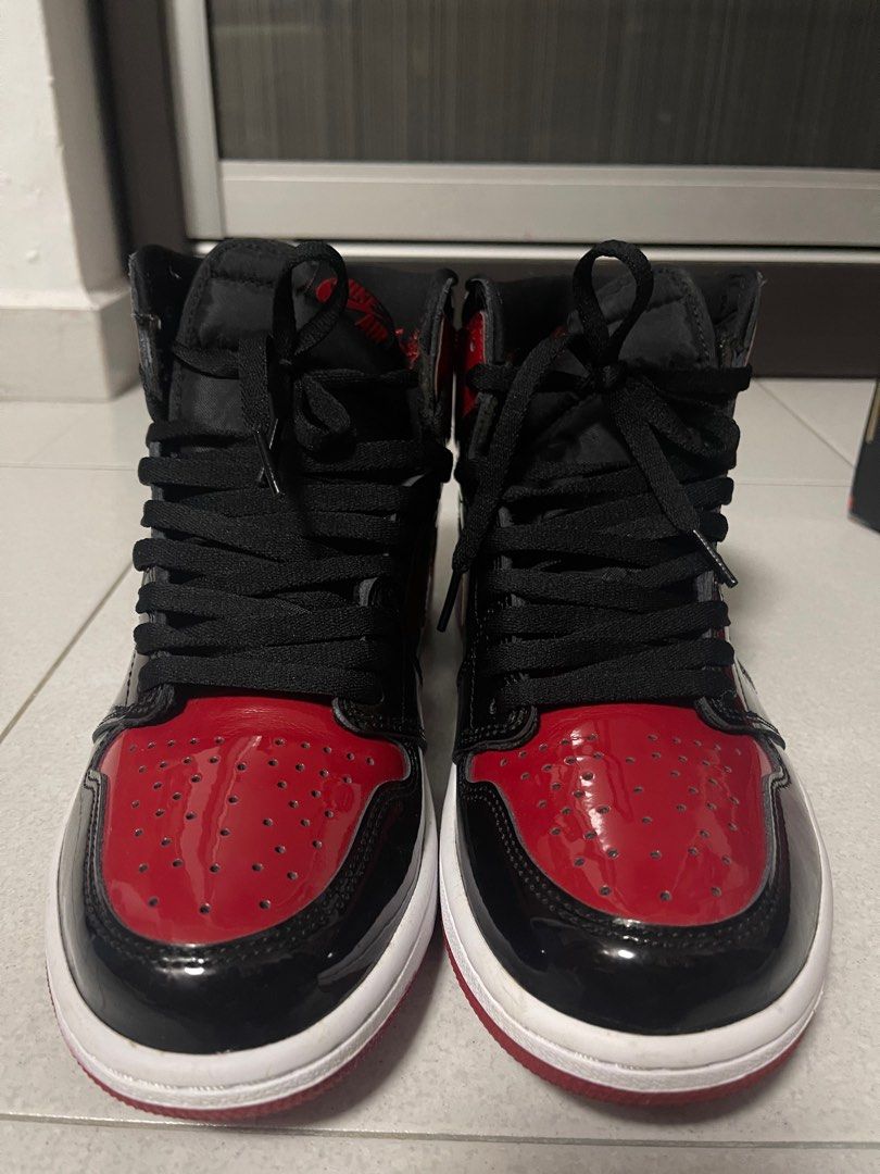 Nike Air Jordan 1 High OG Patent Bred US10, Men's Fashion