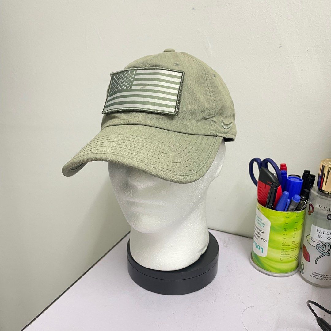 SALE NIKE SPORTWEAR HAT RIPSTOP USA FLAG BENDERA ARMY MILITARY ASKAR PATCH OHIO FOOTBALL MEN FASHION GREEN COLOR