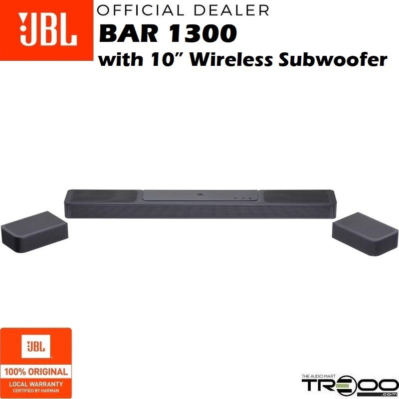 Official] JBL Bar 1300 (Bar Multibeam Pro) Speakers 11.1.4-Channel Dolby 10” Surround Wireless Amplifiers Wireless with Carousell Atmos, on Rear & & Audio, Speaker Speakers, Soundbars, Bluetooth/WiFi/Ethernet Detachable 1300 DTS:X Soundbar Subwoofer