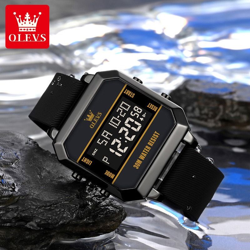 Men's digital watch new arrivals with leather band