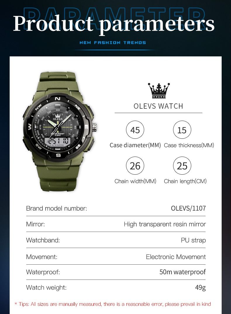 OLEVS 1107 Relojes Luxury Sport Brand Electronic Digital Men