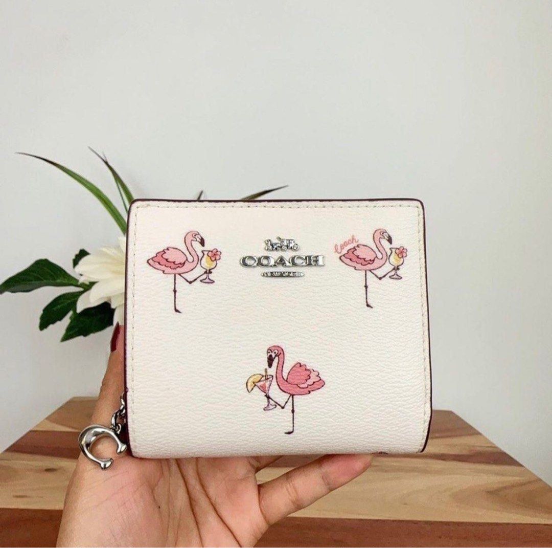 Original Coach Snap Wallet Flamingo Print Luxury Bags
