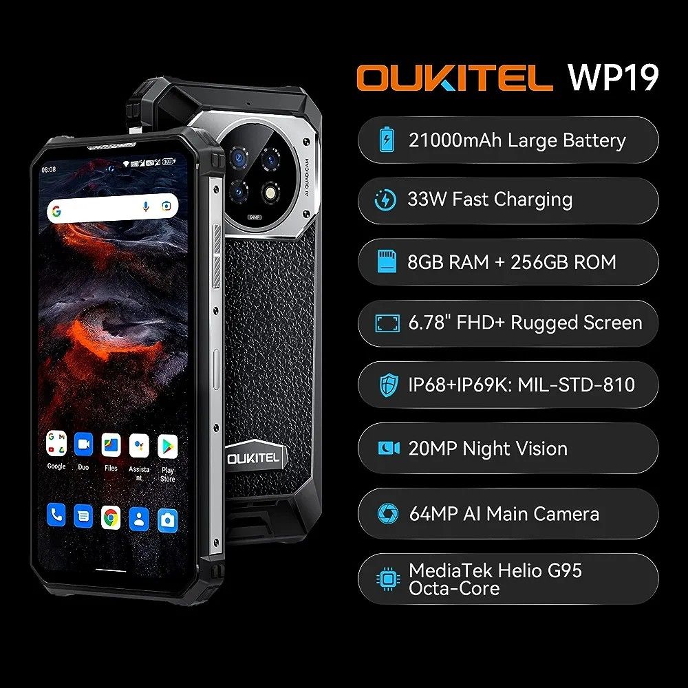 Oukitel WP21 Rugged Phone: 6.78 FHD+: 12Gb + 256Gb: 64MP + Night Vision  Camera