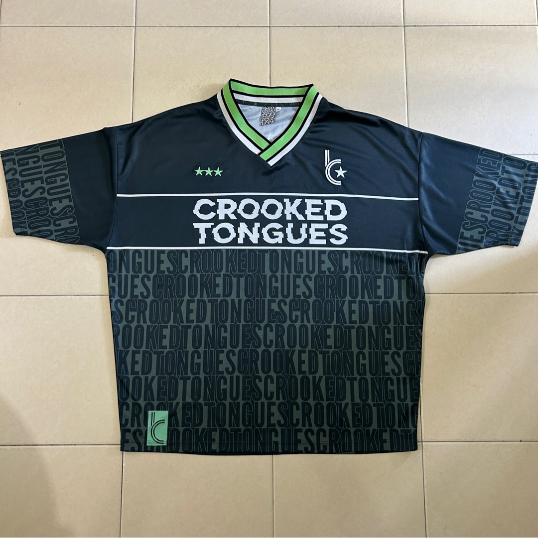 Crooked Tongues oversized soccer jersey in white