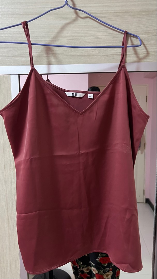 Maroon spaghetti strap best sale top