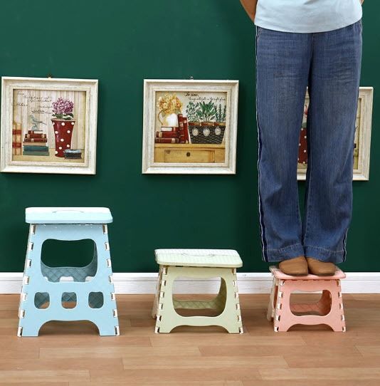 Plastic Chair Foldable Stool (Category: Chairs) located in Manila. Submitted by winterbliss (Listing ID 1254911330, Image 2). Description: Available Color: Light pink, pink, Blue Size: - Small: L:24cm W: 19cm H: 19cm - Medium: L:28.5cm W: 23.5cm H: 24cm .