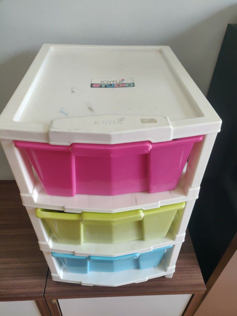 Plastic Drawers Storage box 3 Tier, Furniture & Home Living, Furniture, Shelves,