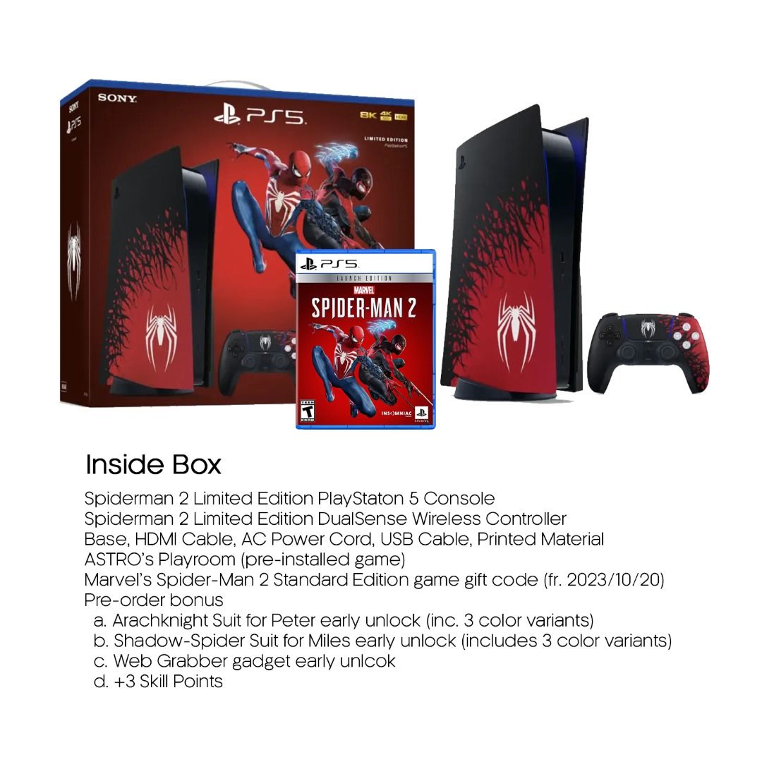 Consola PS5 PlayStation con disco + 5 Marvel's Spider-Man 2 Limited Edition  (voucher) — Bristol