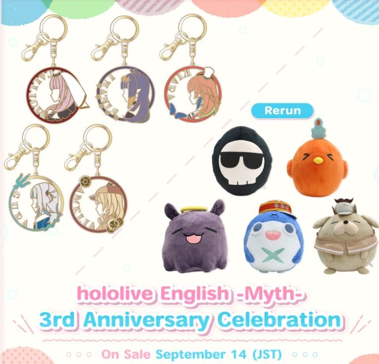 [PO till 10 Oct 2023] Hololive EN 3rd Anni Goods metalic keychain plush ...
