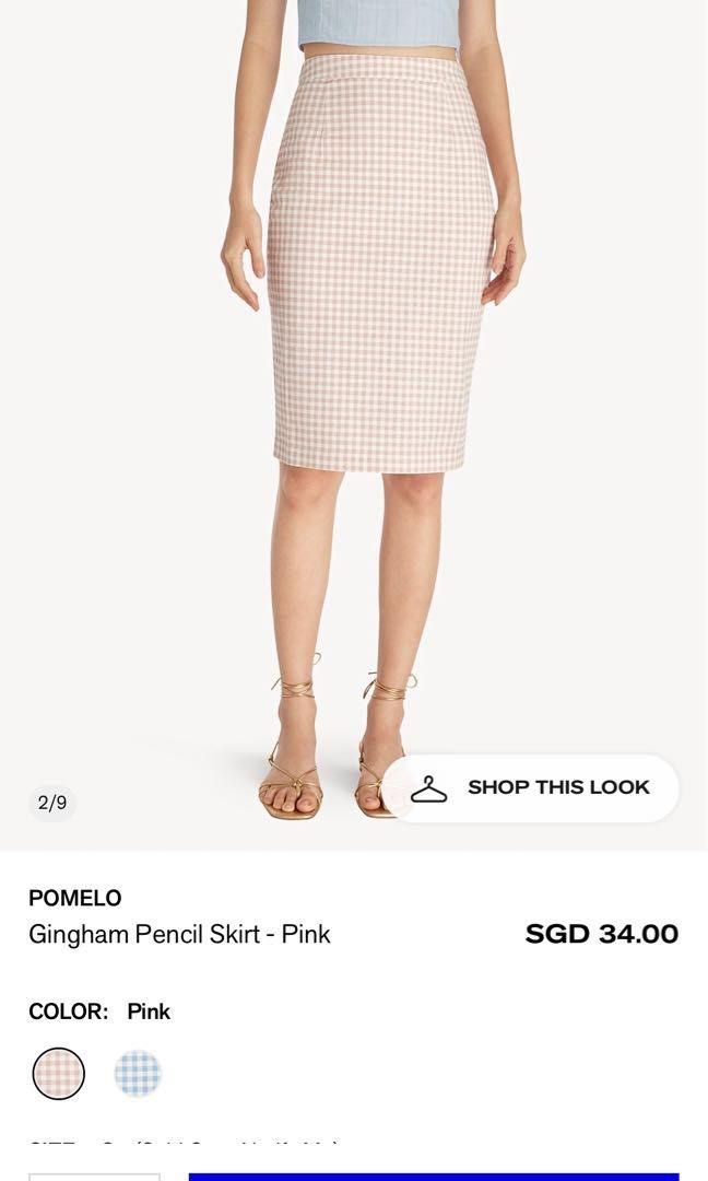 Gingham midi pencil skirt on sale