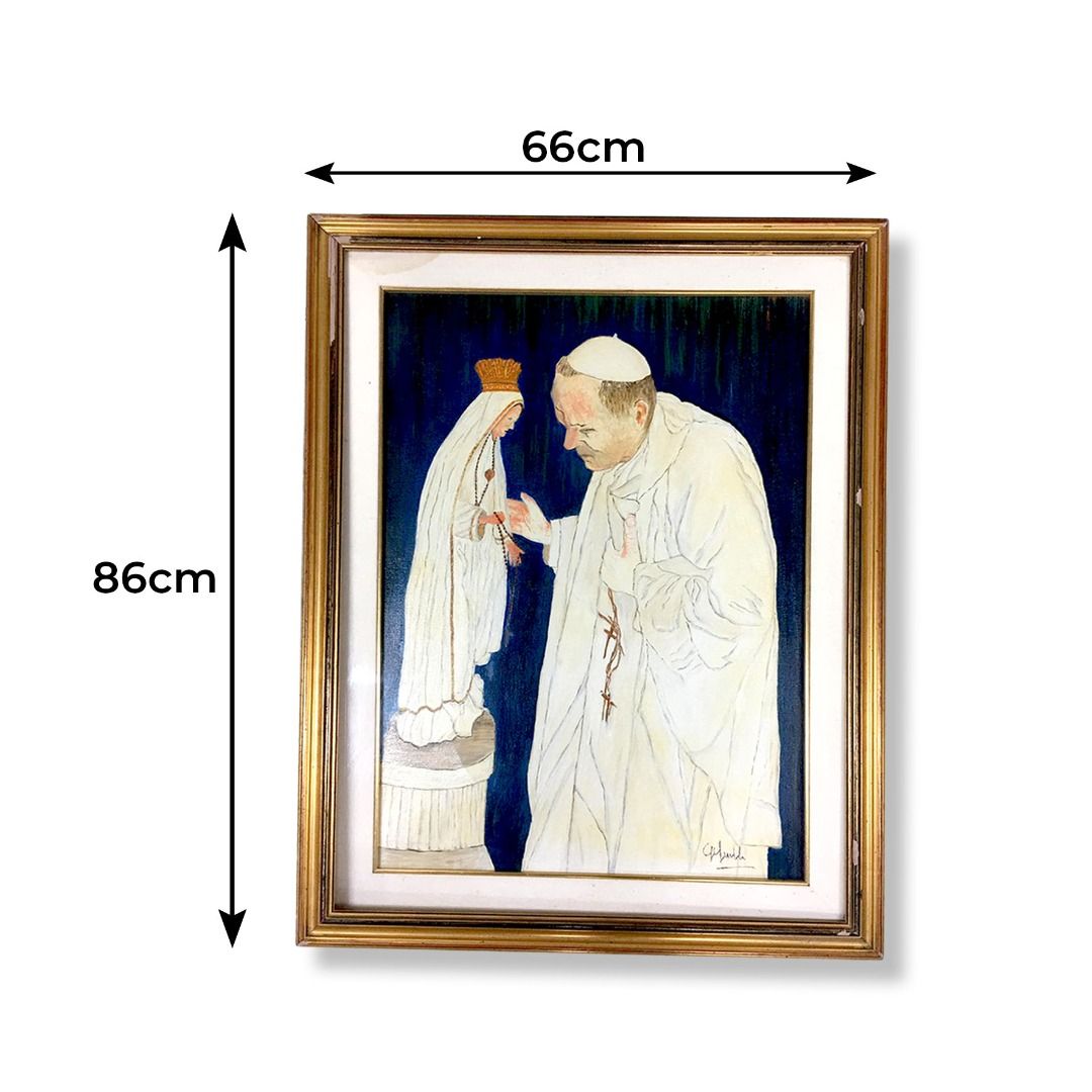 Pope John Paul And Virgin Mary Vintage Canvas Painting Religious Design ...