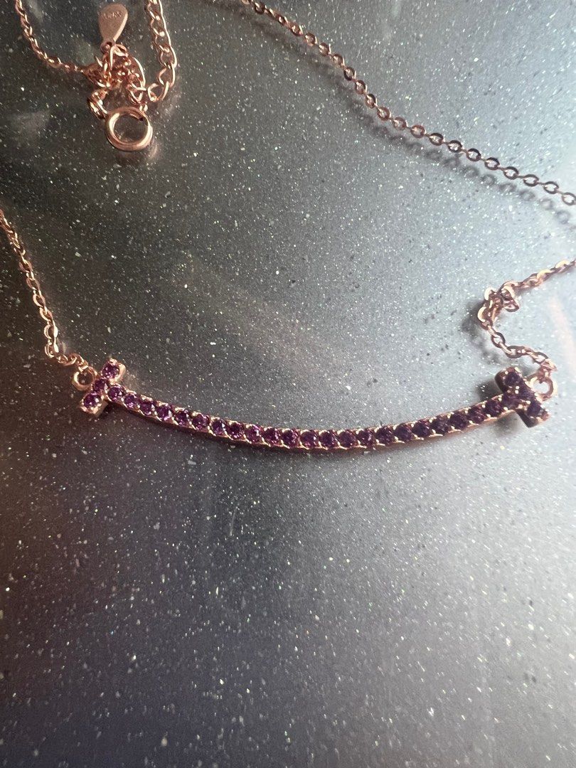 Purple Garnet Rose Gold Necklace Women s Fashion Jewelry