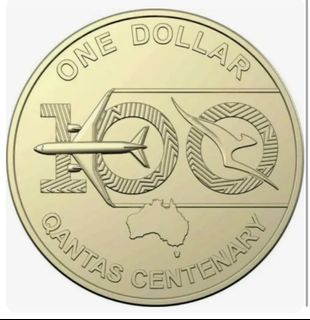 QANTAS 100 YEARS $1 COIN - SHINY AND NEW