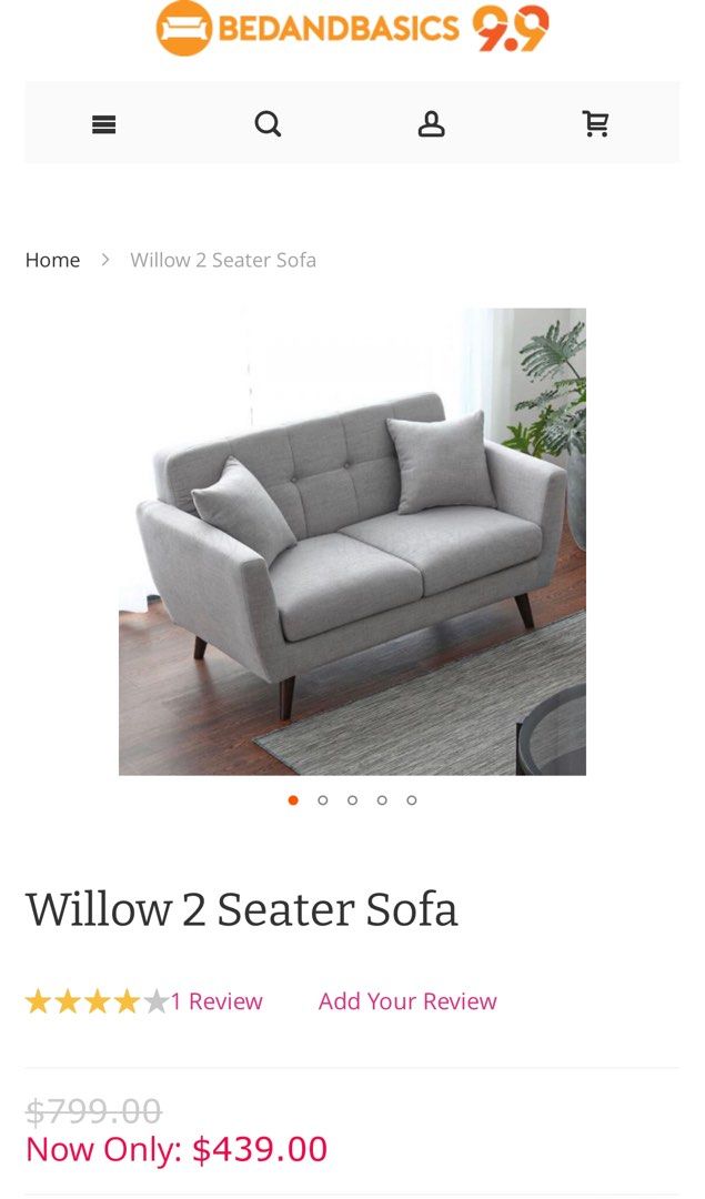 2 Seater Sofa Grey For Small Es